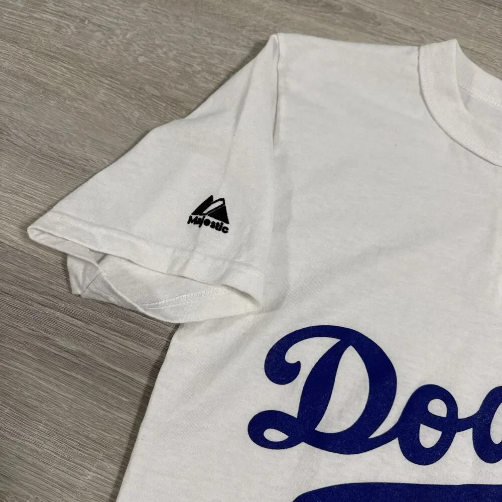 Los Angeles Dodgers Shirt Majestic Men’s Small White Henley MLB Baseball
